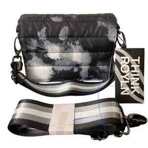 THINK ROYLN Black and White Hobo Bag with Quilted Design